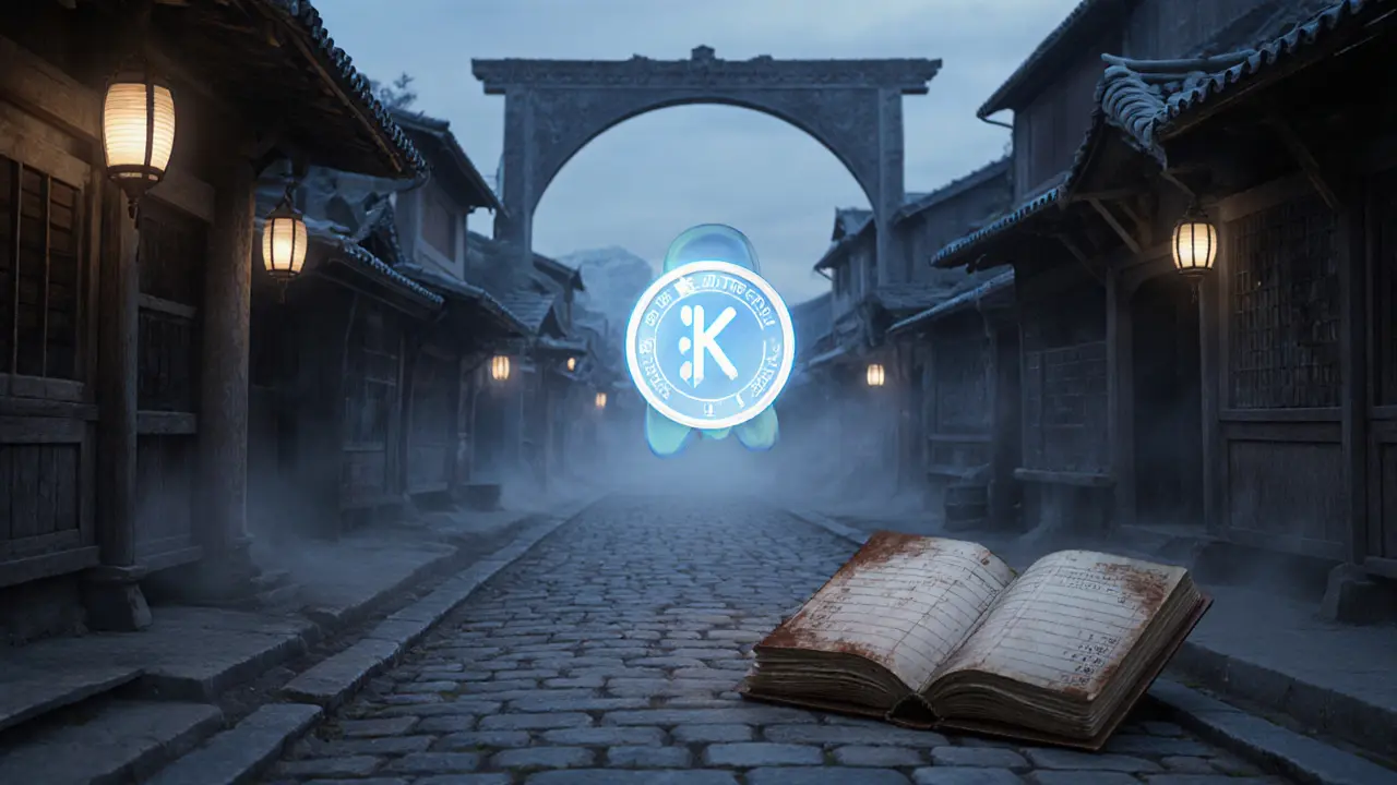 Deserted market with empty stalls and a ghostly token, showing zero activity.