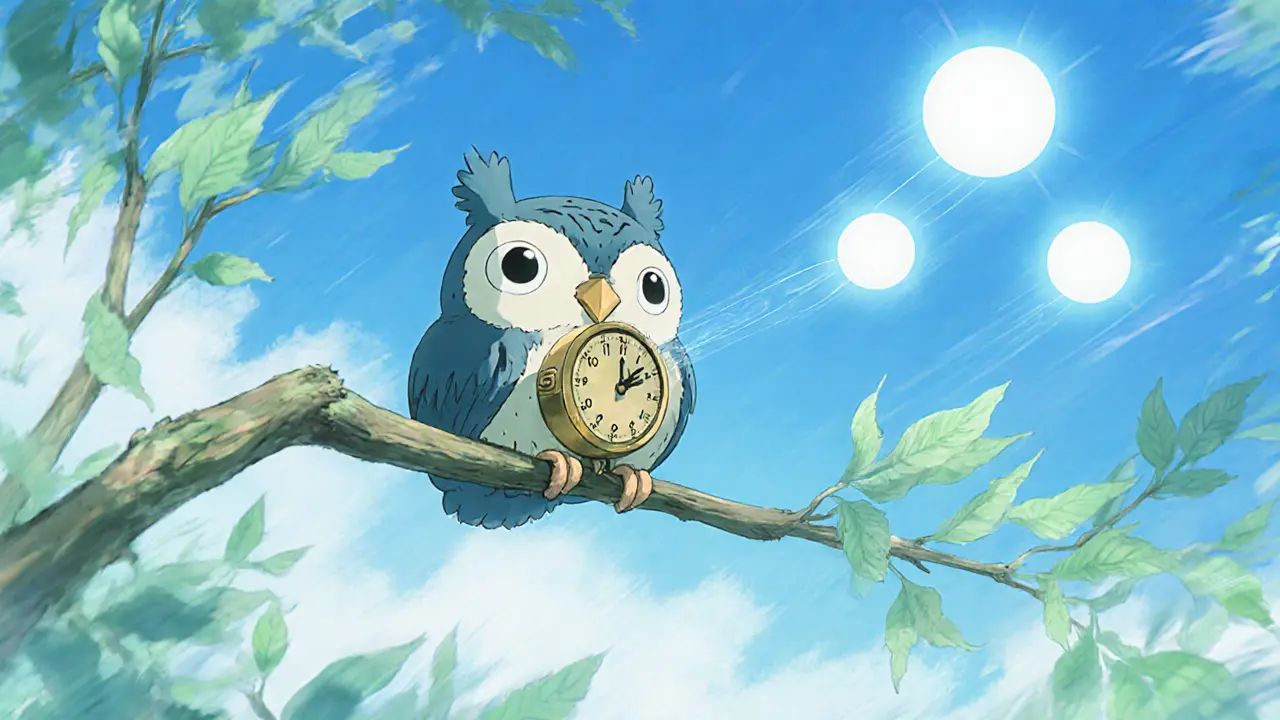 Mechanical owl node pulse sends glowing data orbs to nearby nodes on branches.