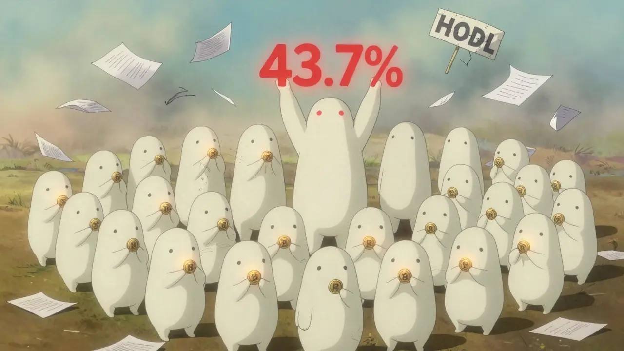 Faceless spirits hold BABYBNB tokens as towering figures dominate the digital plain.