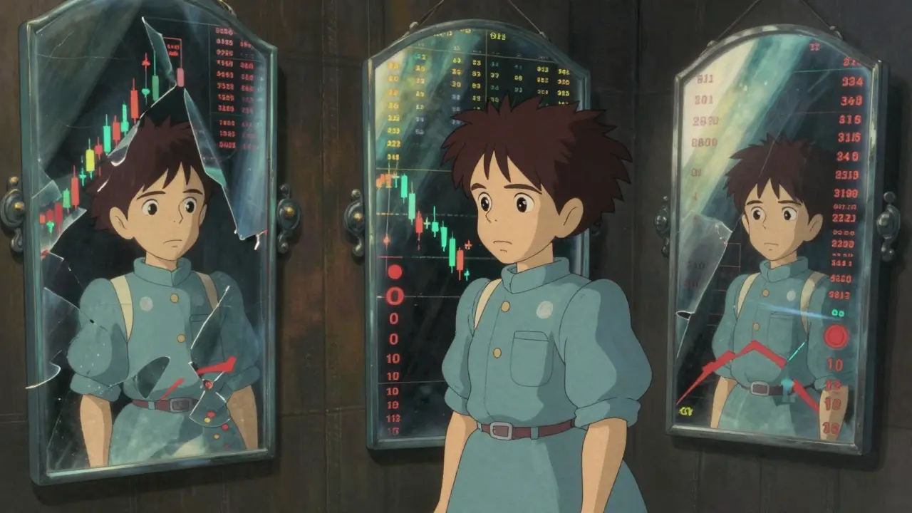 Character confused by distorted crypto data in mirrors