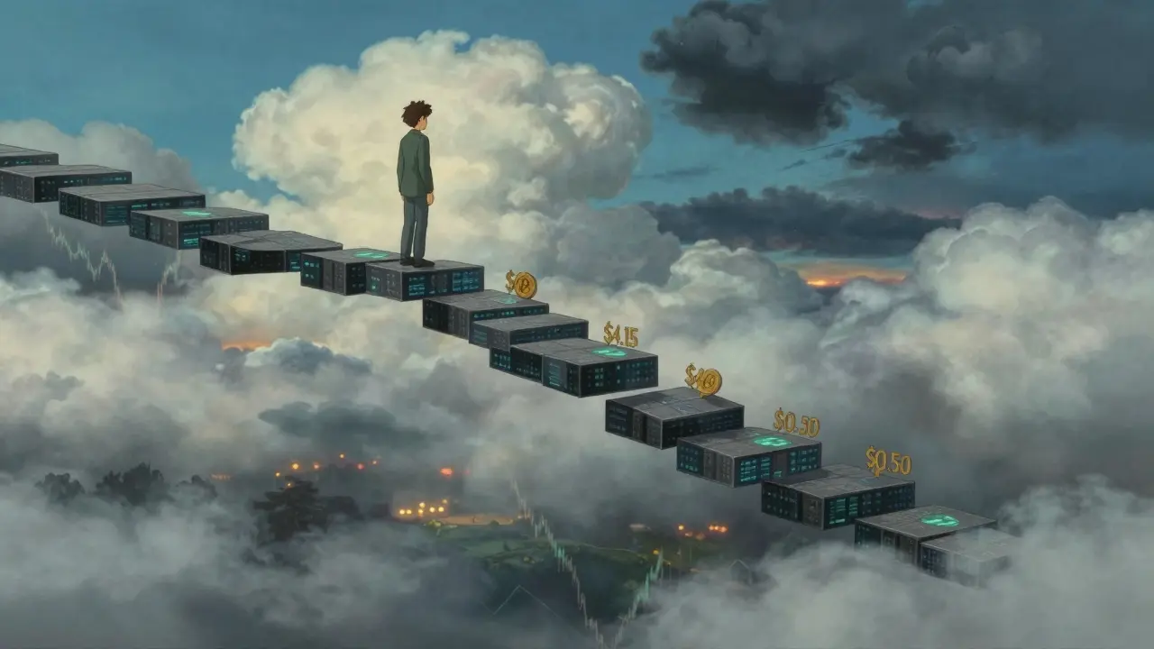 Person standing on a volatile digital path representing crypto risks