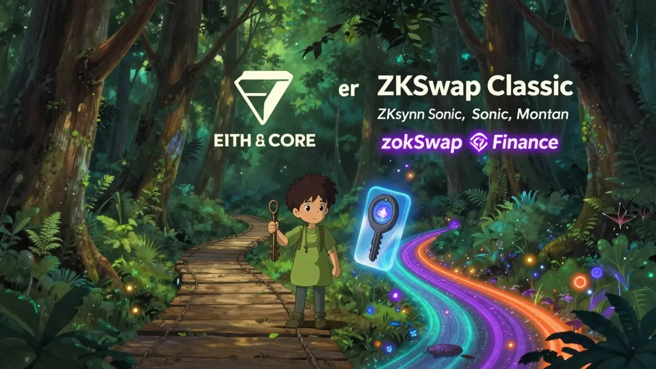 Anime art showing a character choosing between a rustic path and a glowing multichain trail.