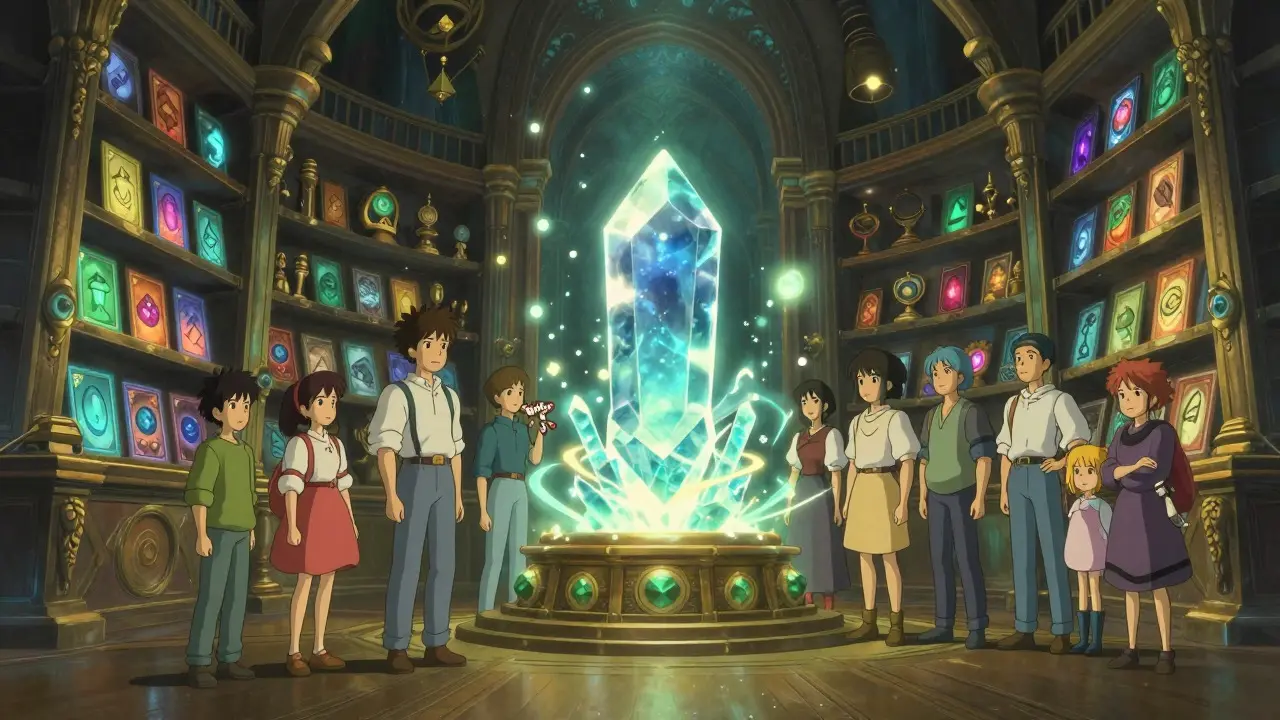 Magical library scene representing Wildcard community and NFT cards