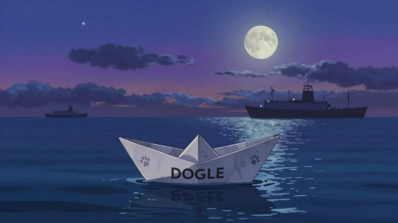 Paper boat on starry ocean representing crypto risk in Ghibli style