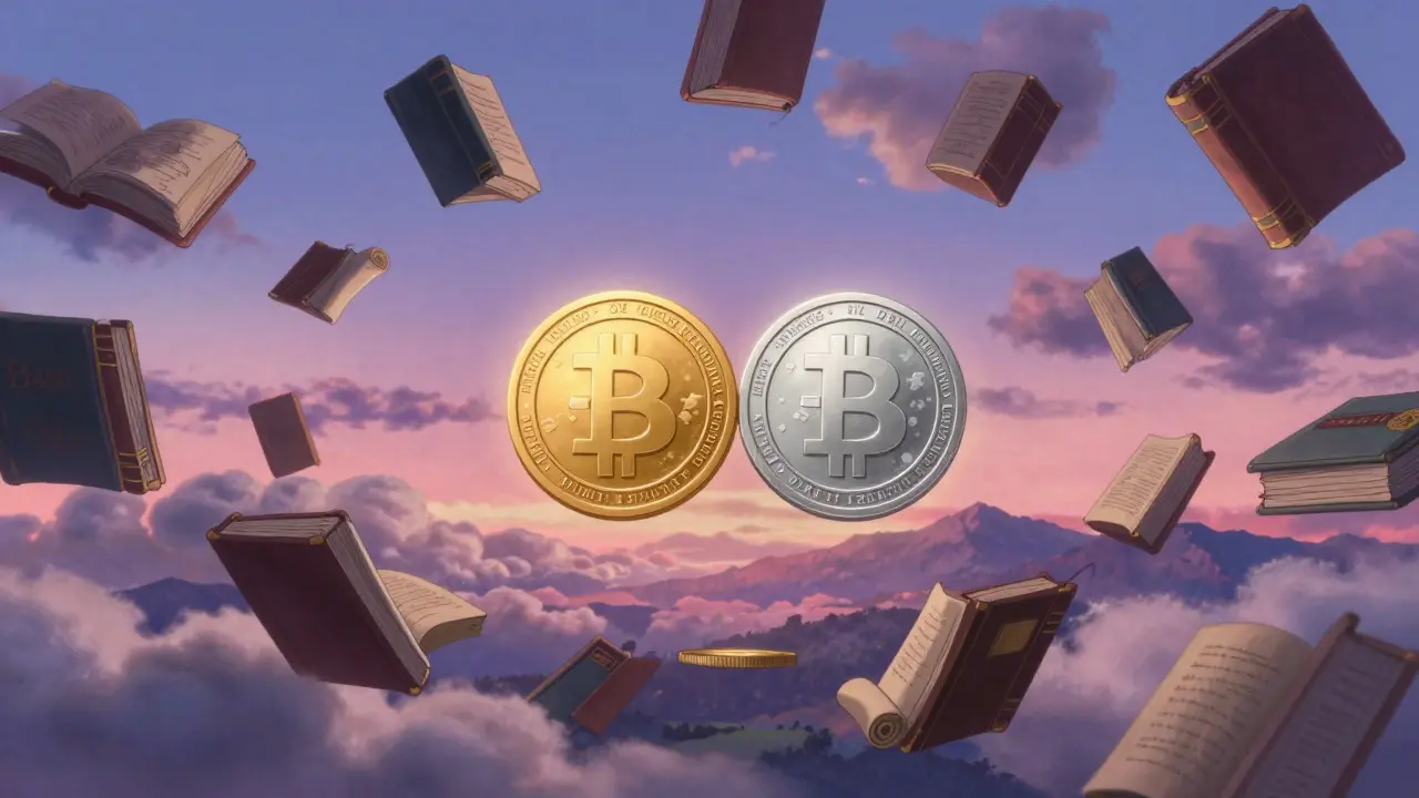 Golden and silver coins floating in a cloudy sky, symbolizing simple and direct currency pairs.